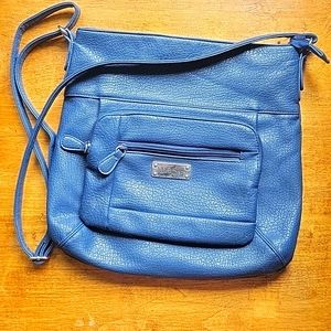 Blue vinyl MultiSac crossbody shoulder hobo bag